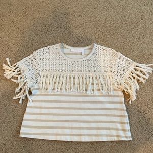 See by Chloe crop top with fringe detail and stripes